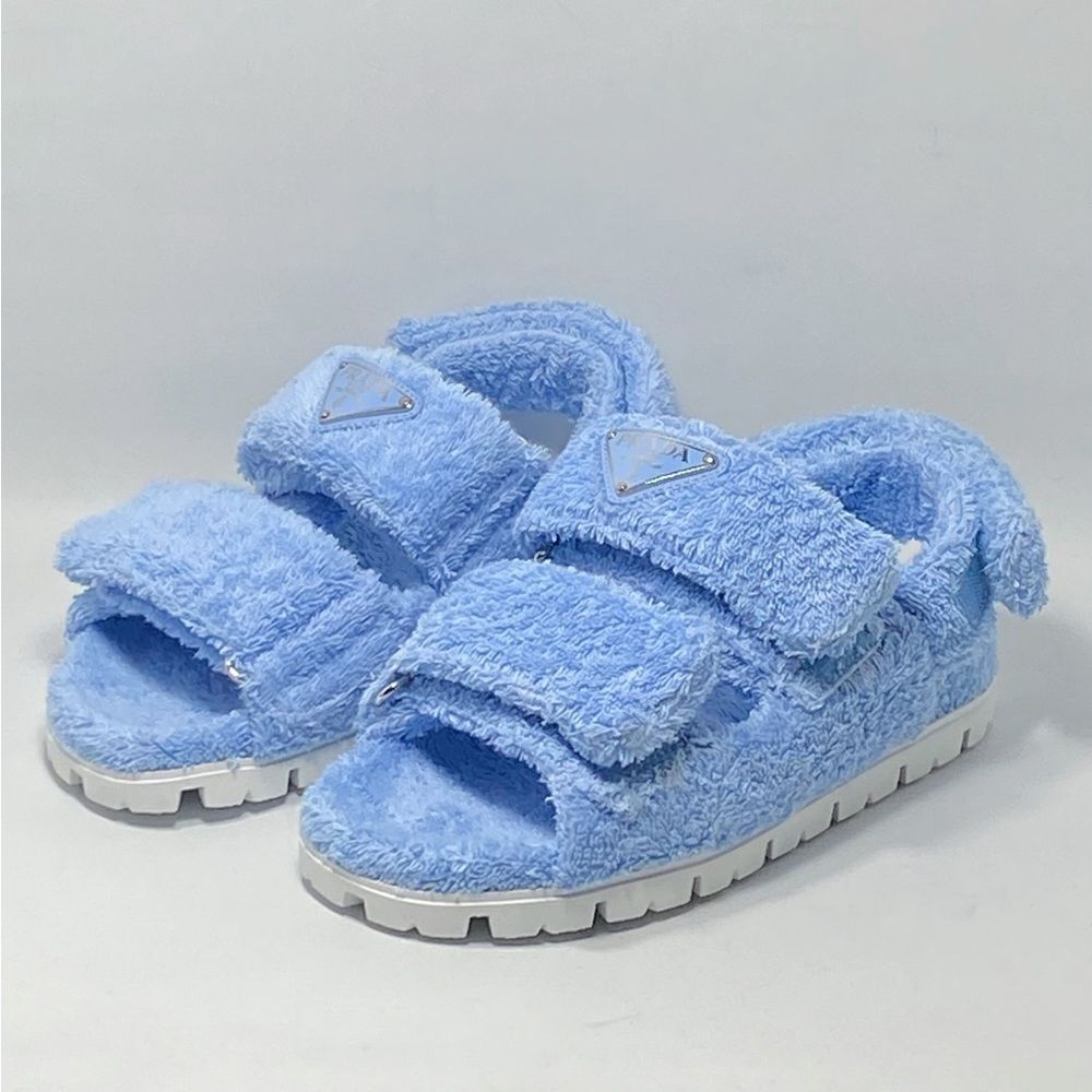 Prada Cotton Terry Triangle Double-Strap Sandals size 35